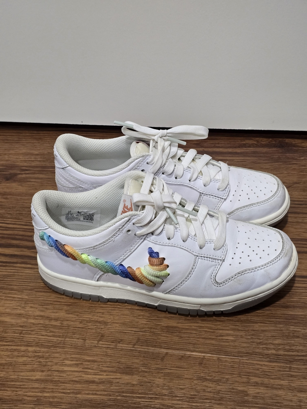 Nike Women’s White Low-Top Sneakers with Rainbow Swoosh